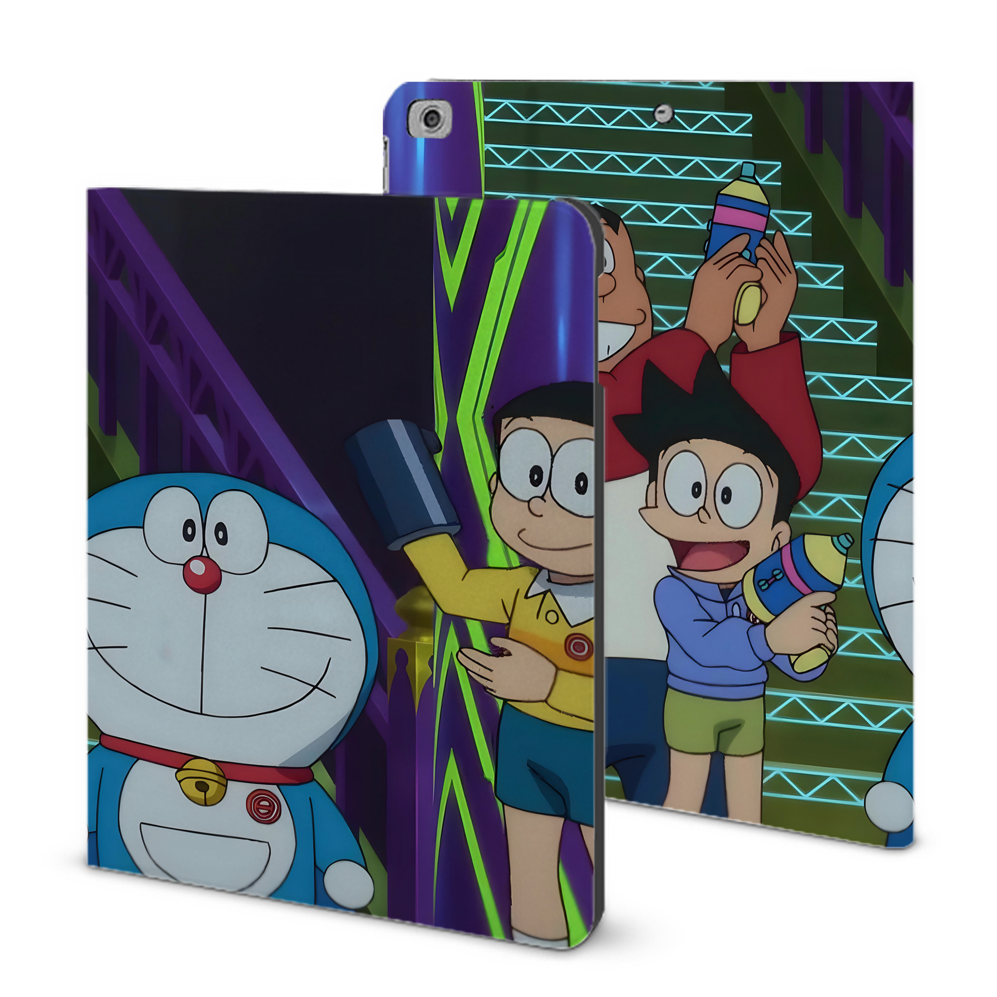 （画像用） ドラえもん Doraemon IPad ケース ブック型 PUレザー TPU 耐衝撃 軽量 薄型 ペン収納なし 全面保護 IPad 各モデル対応